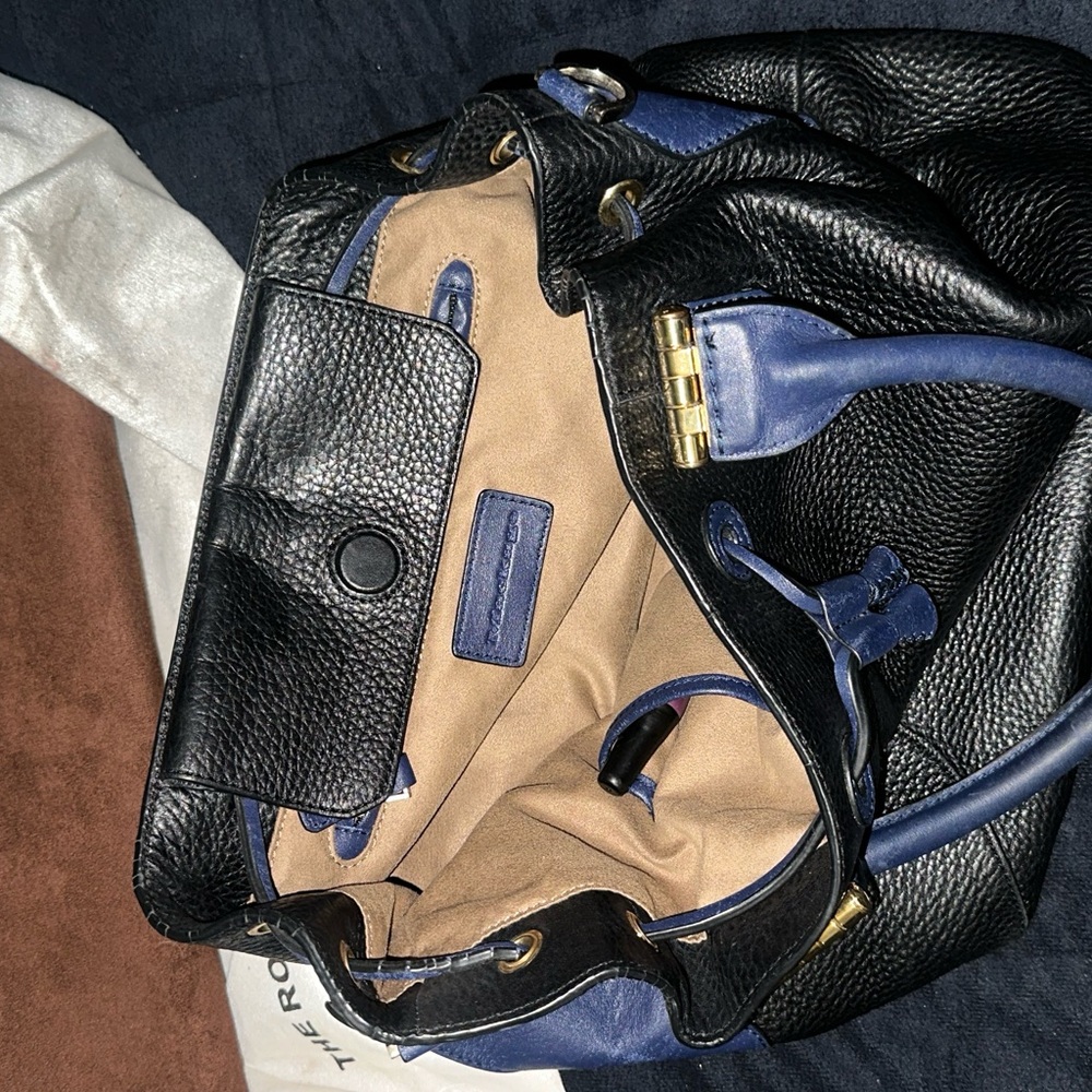 Black and Blue Leather Handbag